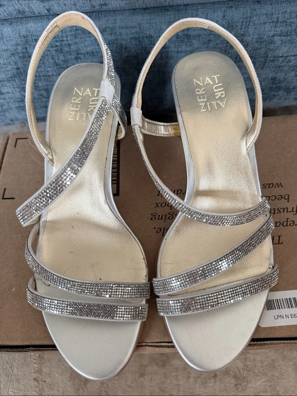 Naturalizer Silver Crystal-Strap Slingback Heels
